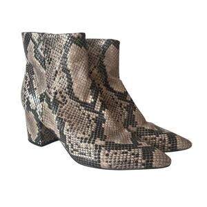 Marc Fisher Snake Print Black Brown Cream Side Zip Bootie Size 8 Women’s
